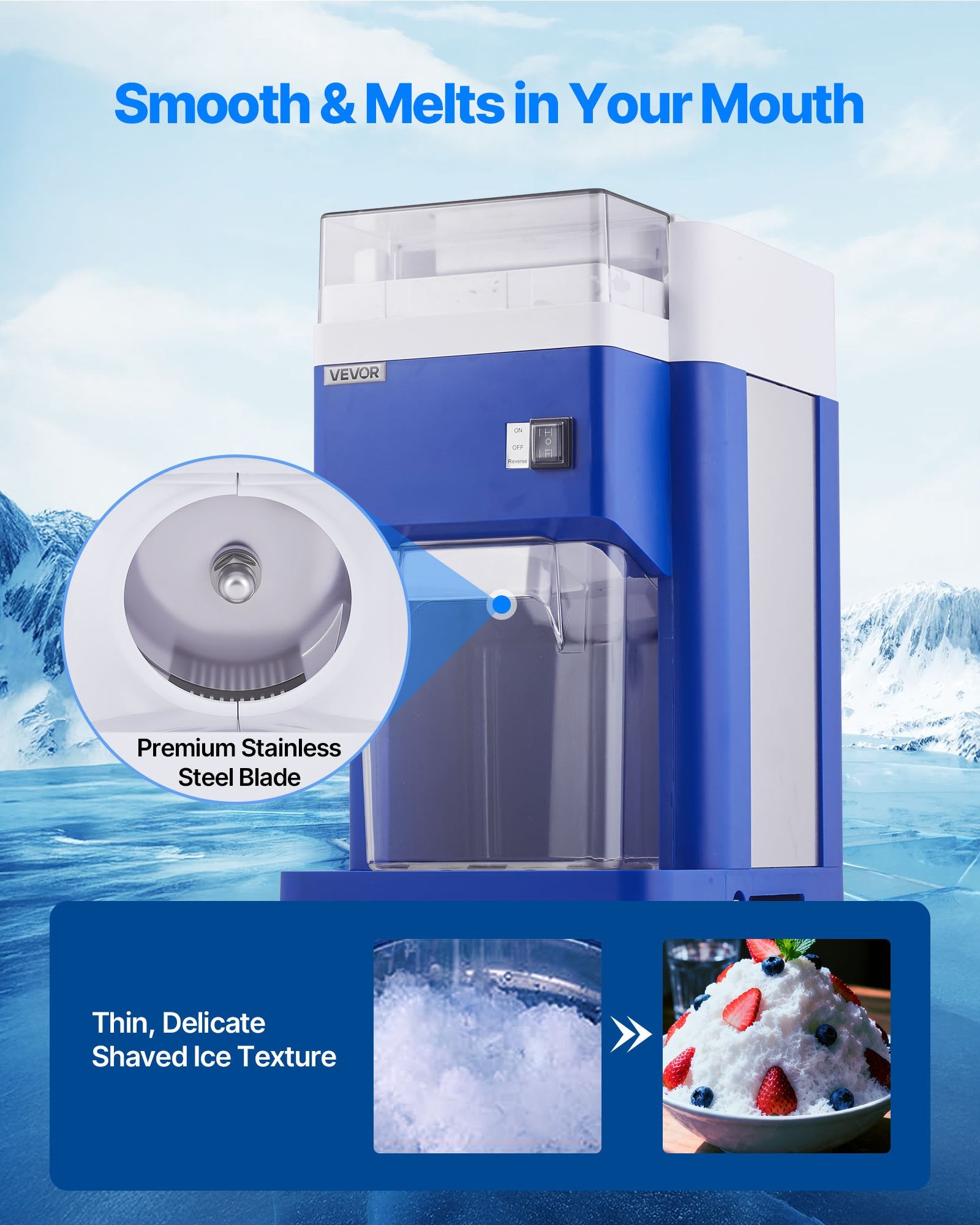 Commercial Ice Shaver Machine, 1.91QT /1.8L Large Electric Snow Cone Machine, Fine & Fluffy with 300W Motor, V952-BBJLB18L400WY0VEZ001V3