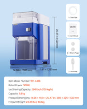 Commercial Ice Shaver Machine, 1.91QT /1.8L Large Electric Snow Cone Machine, Fine & Fluffy with 300W Motor, V952-BBJLB18L400WY0VEZ001V3