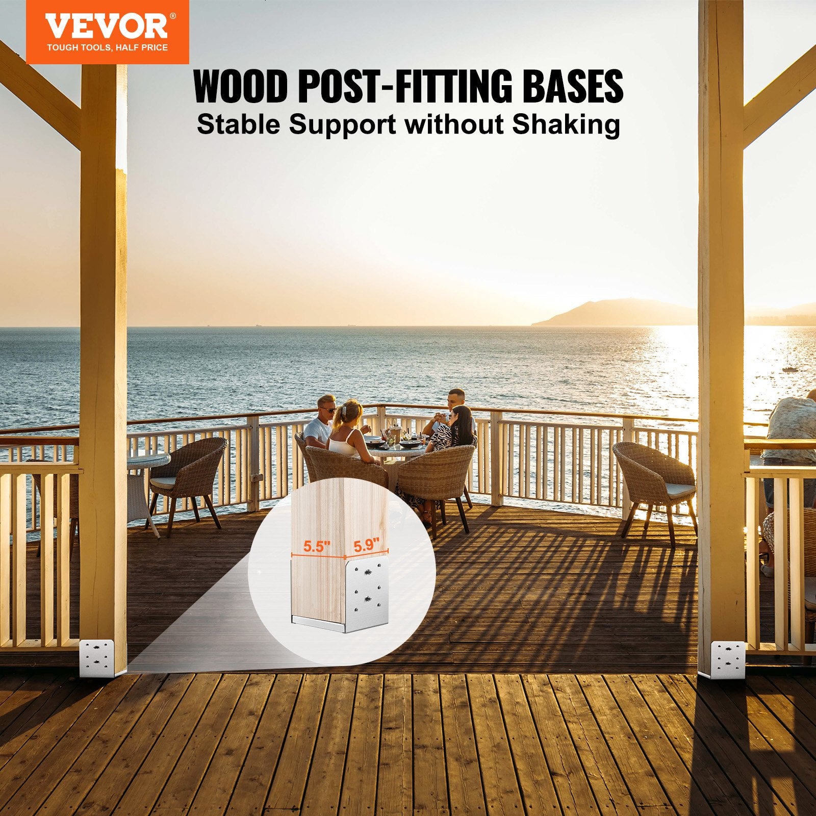 152.4x152.4 Post Base, 10Pcs Stainless Steel Adjustable Post Anchor Bracket(Internal 150 x 139.7), Adjustable V952-BBLZDZ6X6INCJSW8JV0