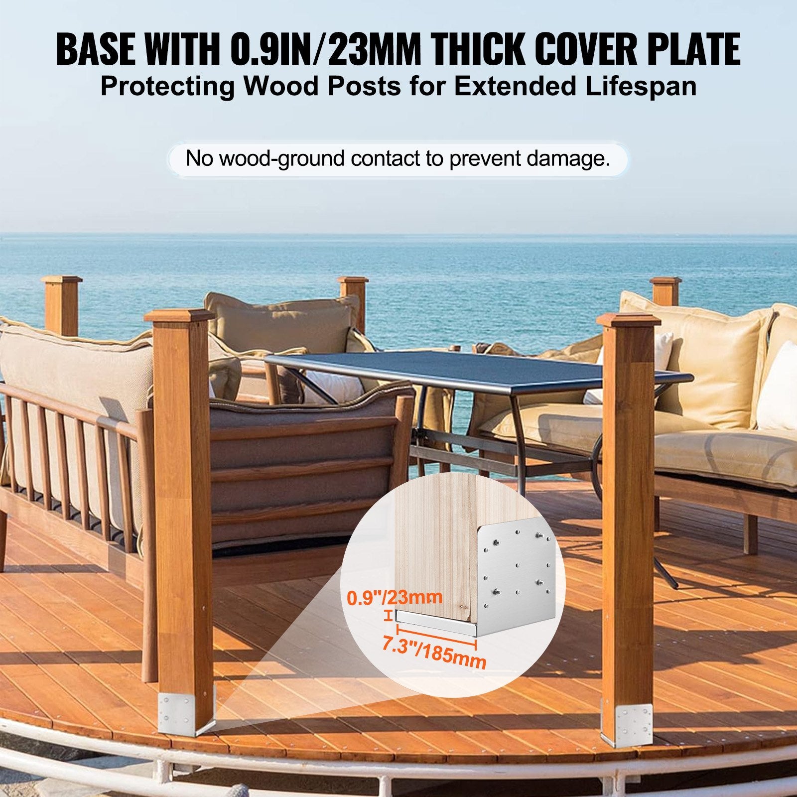 203.2x203.2mm Post Base, 1Pcs Stainless Steel Adjustable Post Anchor Bracket(Internal 198 x 185), Adjustable V952-BBLZDZBXG1PCHNWISV0