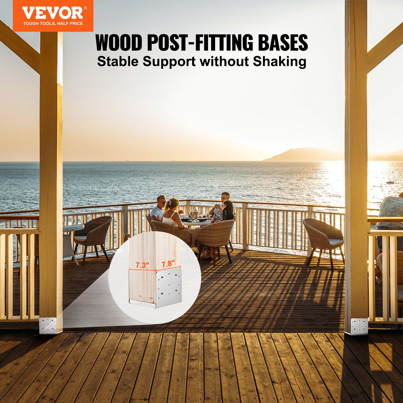 203.2x203.2mm Post Base, 4Pcs Stainless Steel Adjustable Post Anchor Bracket(Internal 198 x 185), Adjustable V952-BBLZDZBXG4PCX3EMMV0