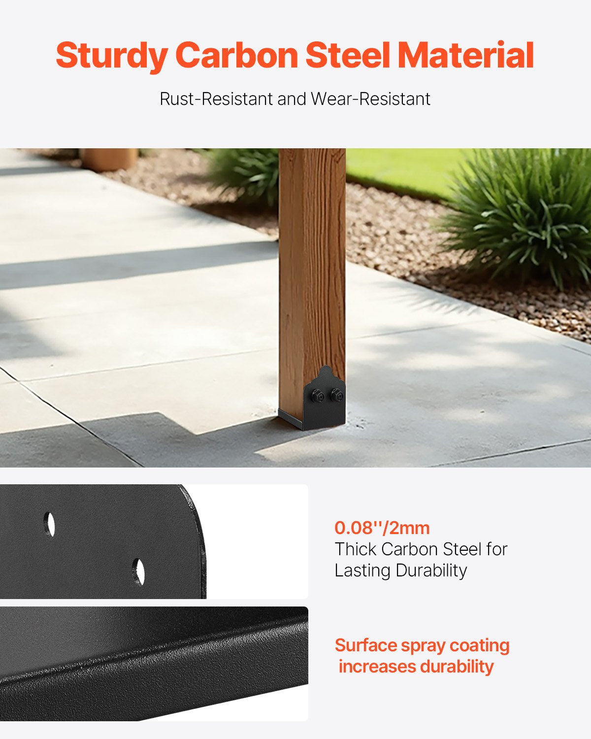6x6 Post Base 2 Pcs, Inner Size 5.9x5.55 inch / 150x141 mm Post Brackets, Heavy Duty Carbon Steel Decking V952-BBLZDZTG1PCS9BMQZ001V0
