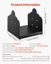8x8 Post Base 2 Pcs, Inner Size 7.9x7.5 inch / 200x190 mm Post Brackets, Heavy Duty Carbon Steel Decking V952-BBLZDZTG1PCSPAADQ001V0