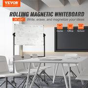 91.5x61cm Rolling Magnetic Whiteboard, Double-sided Mobile Whiteboard, Adjustable Height Dry Erase Board with V952-BBYCDL3624ABSW8OMV0