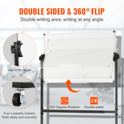 91.5x61cm Rolling Magnetic Whiteboard, Double-sided Mobile Whiteboard, Adjustable Height Dry Erase Board with V952-BBYCDL3624ABSW8OMV0