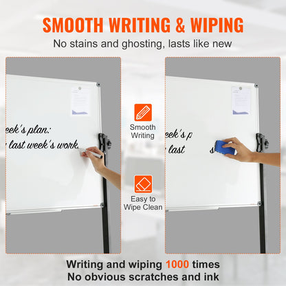 91.5x61cm Rolling Magnetic Whiteboard, Double-sided Mobile Whiteboard, Adjustable Height Dry Erase Board with V952-BBYCDL3624ABSW8OMV0