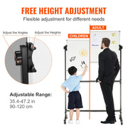 91.5x61cm Rolling Magnetic Whiteboard, Double-sided Mobile Whiteboard, Adjustable Height Dry Erase Board with V952-BBYCDL3624ABSW8OMV0