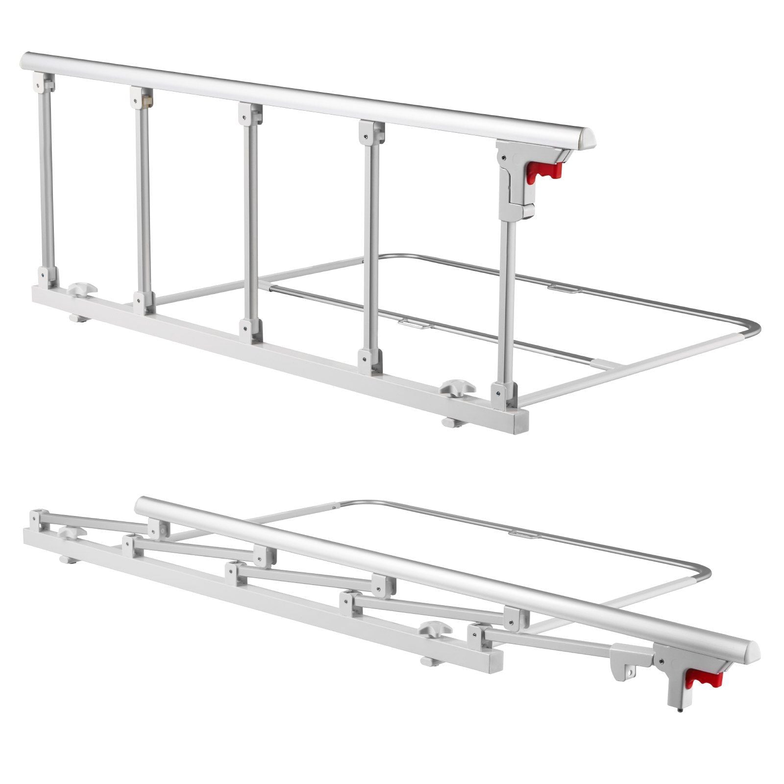 Foldable Bed Rail for Elderly, 122 cm Bedside Assist Rail with Fixing Strap, Adjustable Height Pipe Bedside V952-BCBSBCBSKZD1BAXNX001V0