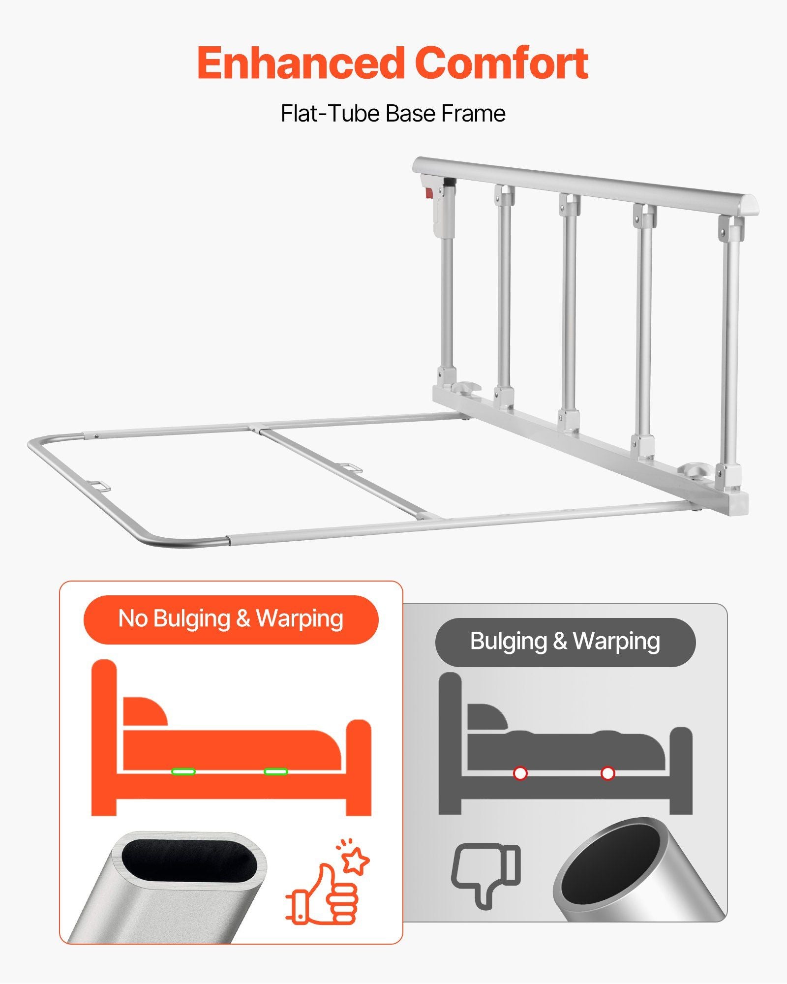 Foldable Bed Rail for Elderly, 122 cm Bedside Assist Rail with Fixing Strap, Adjustable Height Pipe Bedside V952-BCBSBCBSKZD1BAXNX001V0