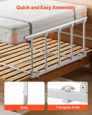 Foldable Bed Rail for Elderly, 122 cm Bedside Assist Rail with Fixing Strap, Adjustable Height Pipe Bedside V952-BCBSBCBSKZD1BAXNX001V0
