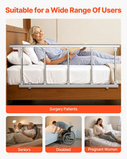 Foldable Bed Rail for Elderly, 122 cm Bedside Assist Rail with Fixing Strap, Adjustable Height Pipe Bedside V952-BCBSBCBSKZD1BAXNX001V0