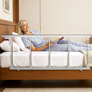 Foldable Bed Rail for Elderly, 122 cm Bedside Assist Rail with Fixing Strap, Adjustable Height Pipe Bedside V952-BCBSBCBSKZD1BAXNX001V0