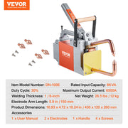 Portable Spot Welder, 1/8-inch Thick Spot Welder Machine with 8KVA Input Capacity, Handheld Welding Tip Gun V952-BCDHJX18220VHU2FPV3