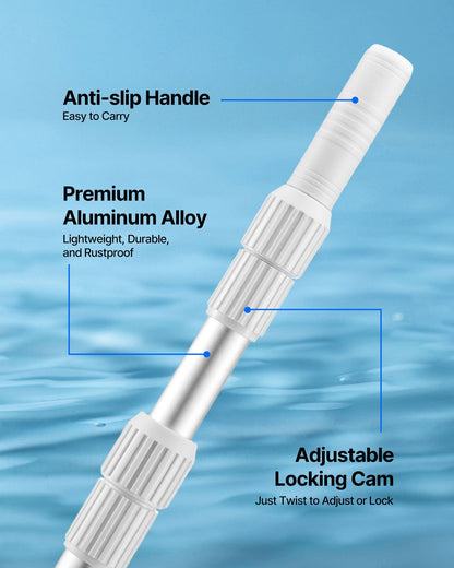 Pool Pole, 1 to 3.66 m Telescoping Swimming Pool Cleaning Poles, Professional Adjustable Telescopic Pole with V952-BCGYCQJTJYCGUEC1M001V0