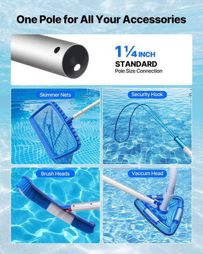 Pool Pole, 1 to 3.66 m Telescoping Swimming Pool Cleaning Poles, Professional Adjustable Telescopic Pole with V952-BCGYCQJTJYCGUEC1M001V0