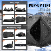 Portable Ice Shelter, 6-8 Person Pop-Up Ice Fishing Tent, 70 Square Feet Fishable Area, Ice Shanty for Winter V952-BDBHS141737003OIPV0