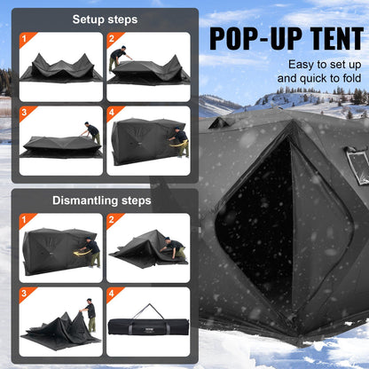 Portable Ice Shelter, 6-8 Person Pop-Up Ice Fishing Tent, 70 Square Feet Fishable Area, Ice Shanty for Winter V952-BDBHS141737003OIPV0