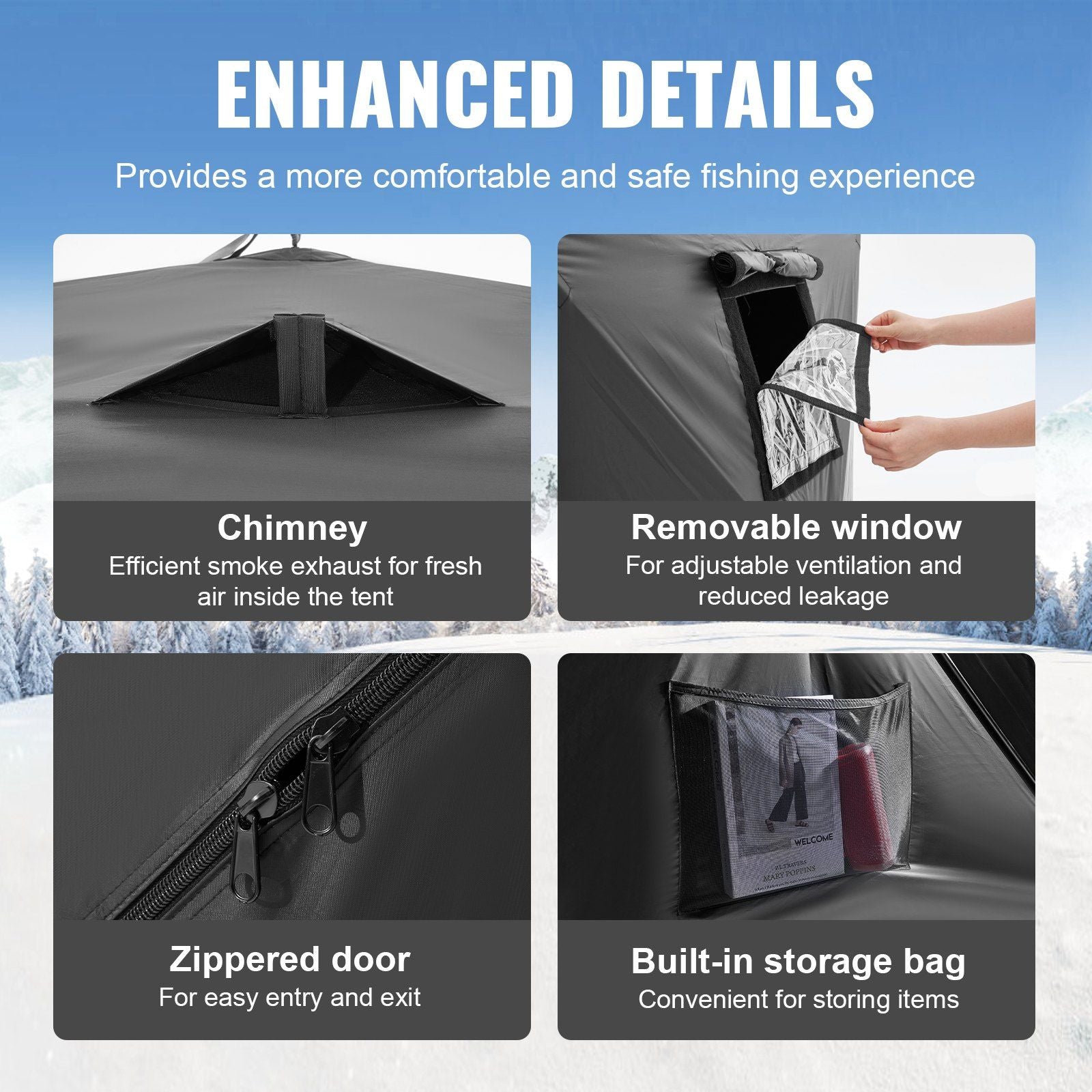 Portable Ice Shelter, 6-8 Person Pop-Up Ice Fishing Tent, 70 Square Feet Fishable Area, Ice Shanty for Winter V952-BDBHS141737003OIPV0