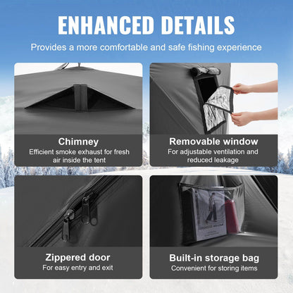 Portable Ice Shelter, 6-8 Person Pop-Up Ice Fishing Tent, 70 Square Feet Fishable Area, Ice Shanty for Winter V952-BDBHS141737003OIPV0