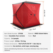 Portable Ice Shelter, 3-4 Person Insulated Pop-Up Ice Fishing Tent, 35 Square Feet Fishable Area, Thermal Ice V952-BDBHS707080IORFPQV0