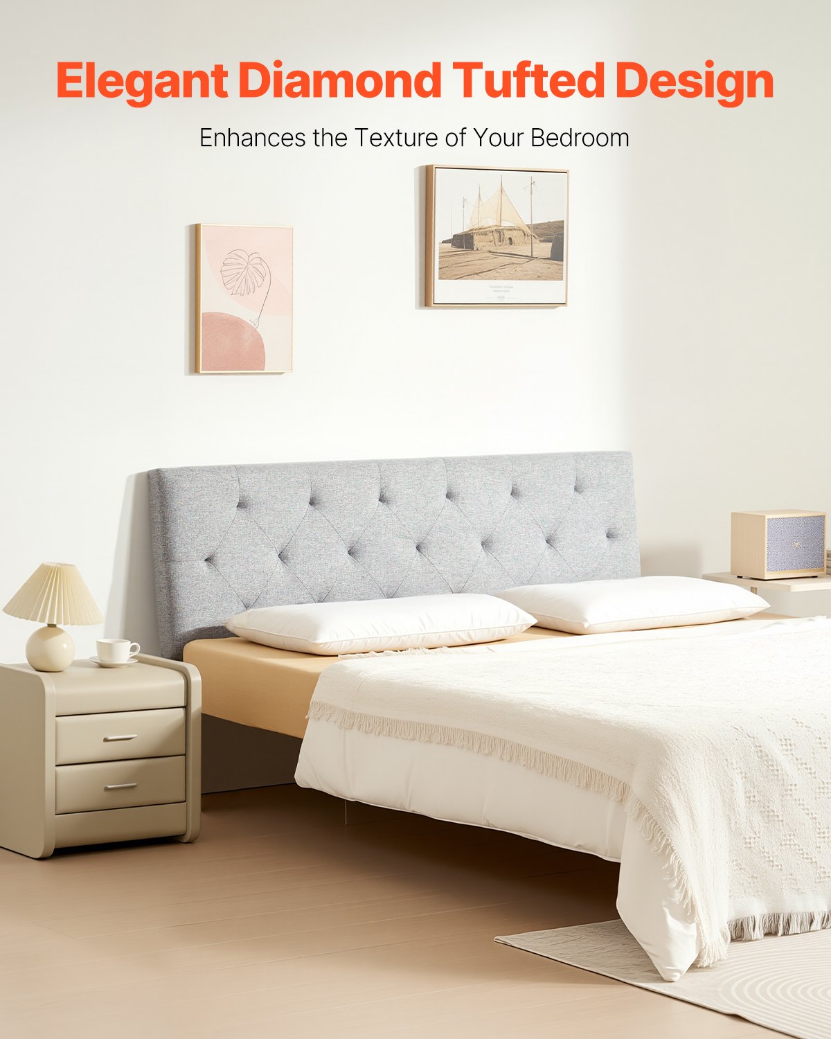 Headboard, Full Size Headboard with Adjustable Height, Comfortable Diamond Tufted for Full Size Bed, W 56.3 x V952-BDDCTBFULLW5EX1OJ002V0