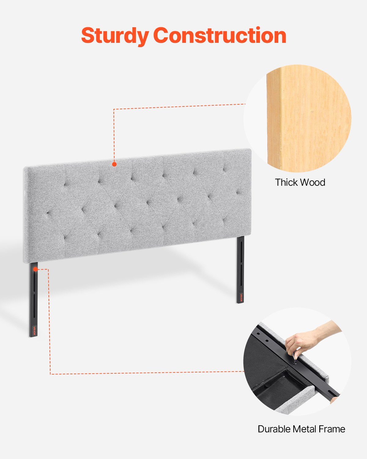 Headboard, Full Size Headboard with Adjustable Height, Comfortable Diamond Tufted for Full Size Bed, W 56.3 x V952-BDDCTBFULLW5EX1OJ002V0