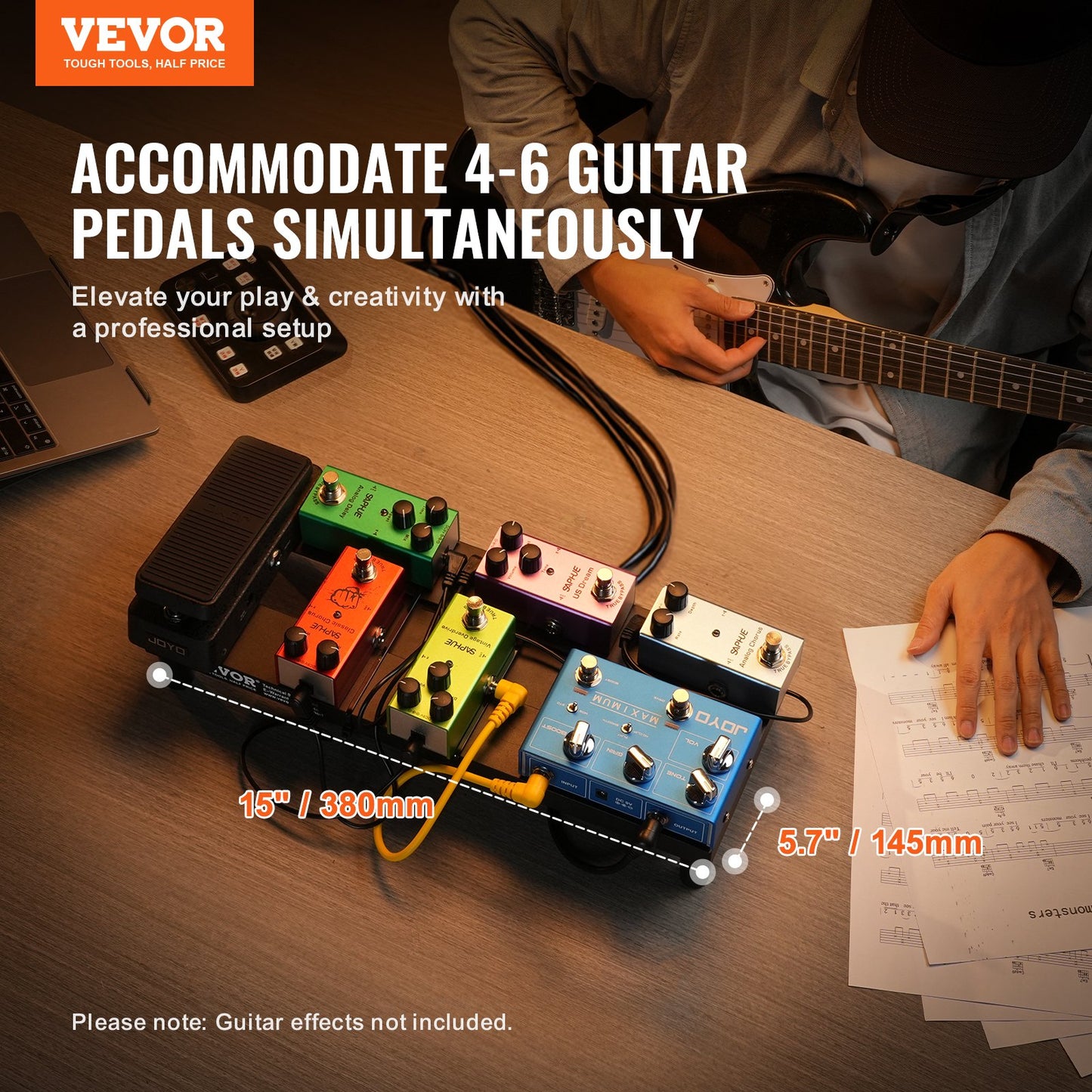 Guitar Pedal Board, 15'' x 5.7'', Aluminum Alloy 0.8 lbs Super Light Guitar Effects PedalBoard with Carry Bag V952-BDDJTTBJXHLHZ9M5OV0
