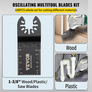 100PCS Oscillating Saw Blades, Quick Release Multitool Blades Kit, HCS Tool Blades for Wood Plastic, V952-BDGJDPG100PCSS199V0
