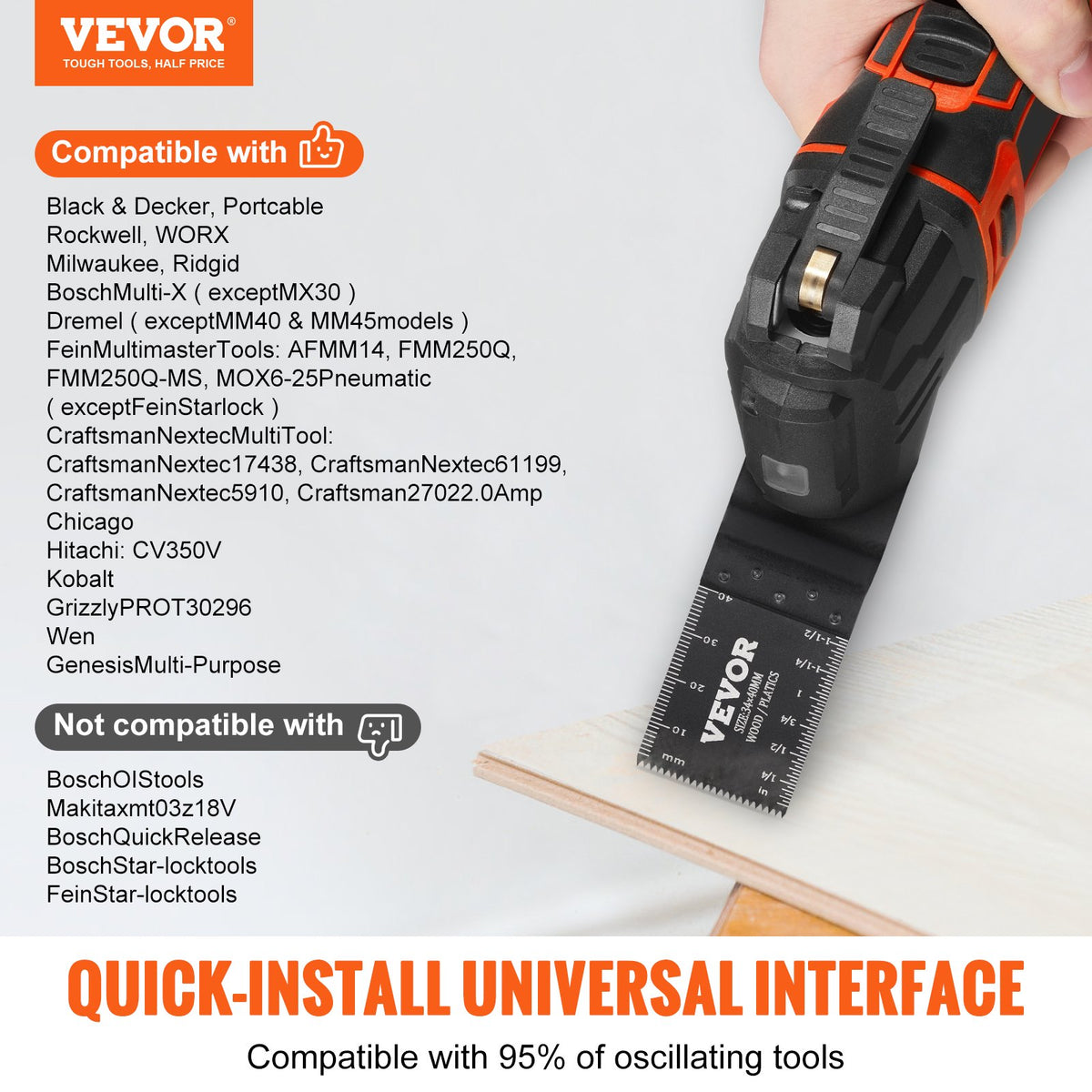 50PCS Oscillating Saw Blades, Universal Quick Release Oscillating Saw Blades, Multitool Tool Blades for Wood V952-BDGJDPQR50PCSVDUMV0