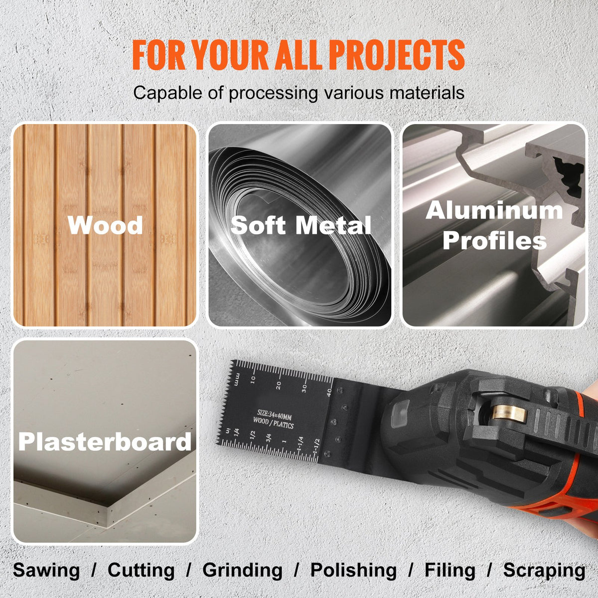 50PCS Oscillating Saw Blades, Universal Quick Release Oscillating Saw Blades, Multitool Tool Blades for Wood V952-BDGJDPQR50PCSVDUMV0