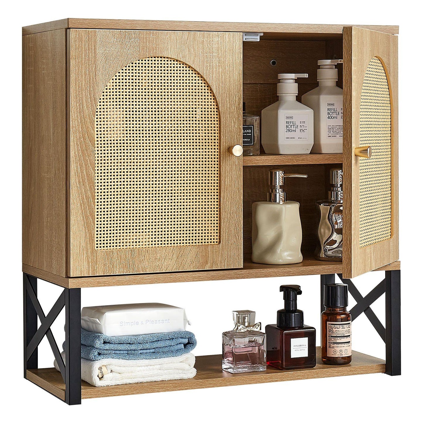 Bathroom Wall Cabinet, with 2 Doors and Adjustable Shelf, Over the Toilet Storage Medicine Cabinet Wall V952-BDMJG2JYJGBSE1Z17001V0