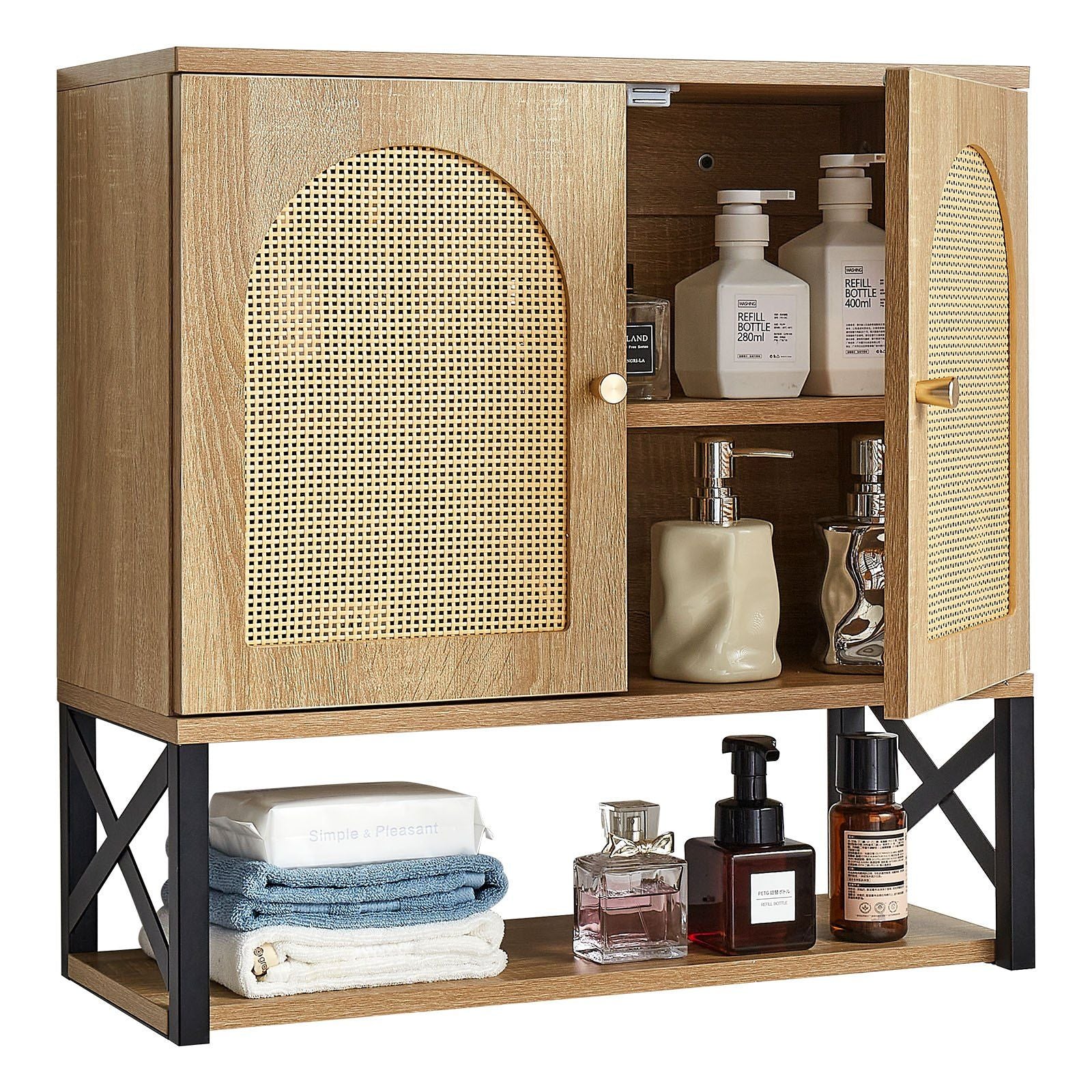 Bathroom Wall Cabinet, with 2 Doors and Adjustable Shelf, Over the Toilet Storage Medicine Cabinet Wall V952-BDMJG2JYJGBSE1Z17001V0