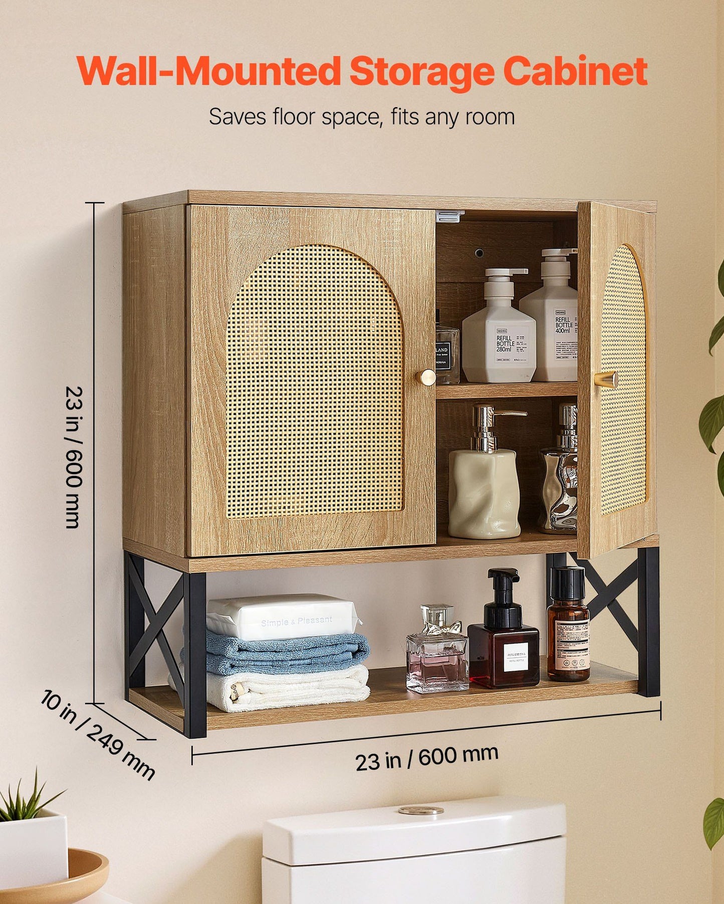 Bathroom Wall Cabinet, with 2 Doors and Adjustable Shelf, Over the Toilet Storage Medicine Cabinet Wall V952-BDMJG2JYJGBSE1Z17001V0