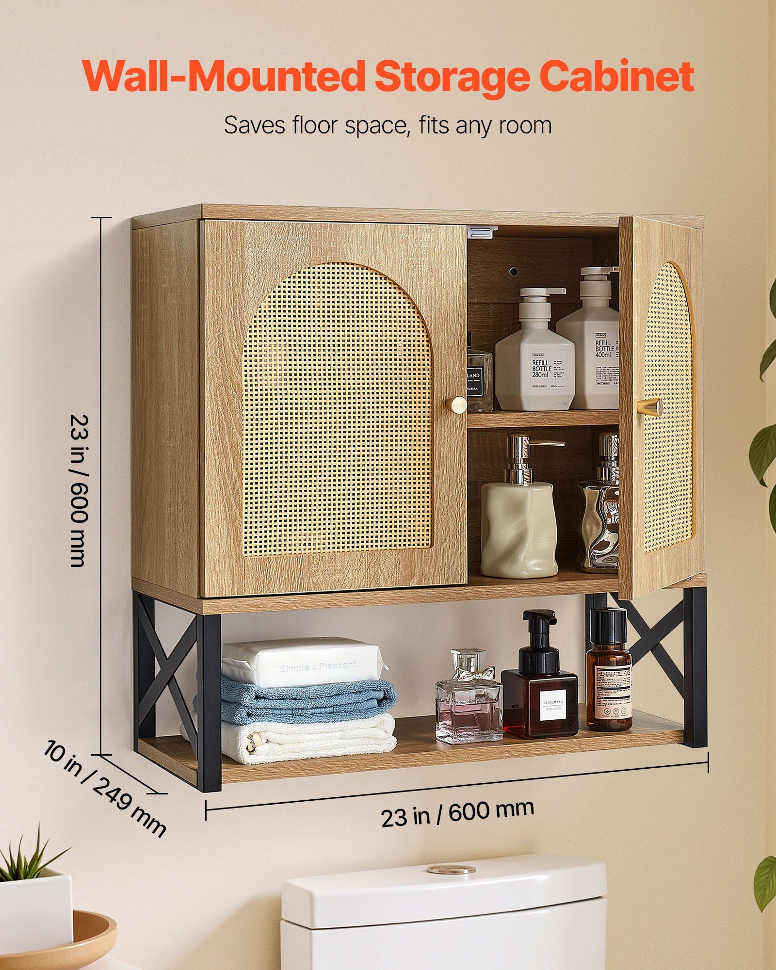 Bathroom Wall Cabinet, with 2 Doors and Adjustable Shelf, Over the Toilet Storage Medicine Cabinet Wall V952-BDMJG2JYJGBSE1Z17001V0