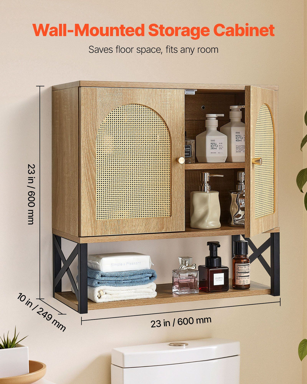 Bathroom Wall Cabinet, with 2 Doors and Adjustable Shelf, Over the Toilet Storage Medicine Cabinet Wall V952-BDMJG2JYJGBSE1Z17001V0