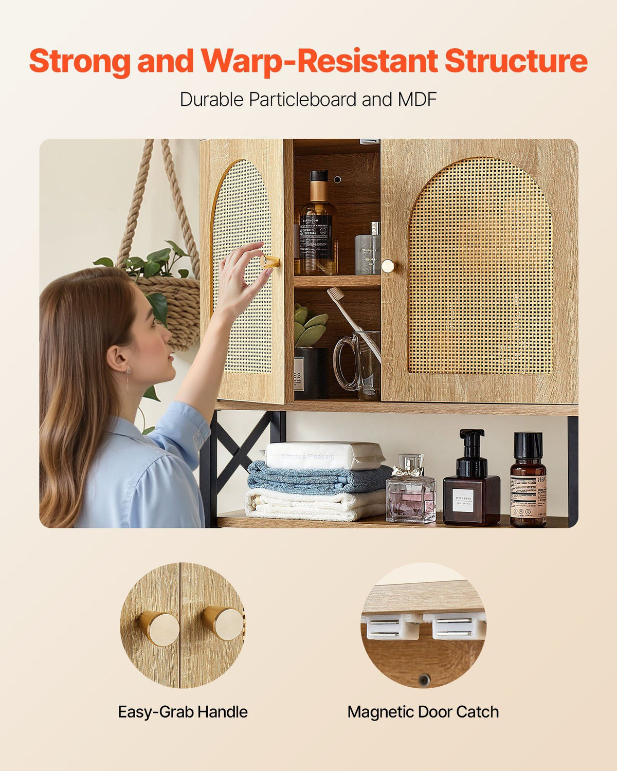 Bathroom Wall Cabinet, with 2 Doors and Adjustable Shelf, Over the Toilet Storage Medicine Cabinet Wall V952-BDMJG2JYJGBSE1Z17001V0