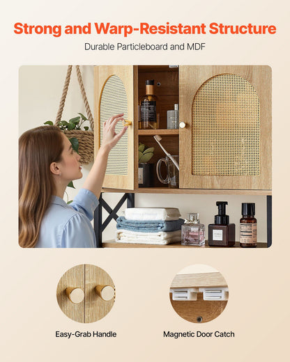Bathroom Wall Cabinet, with 2 Doors and Adjustable Shelf, Over the Toilet Storage Medicine Cabinet Wall V952-BDMJG2JYJGBSE1Z17001V0