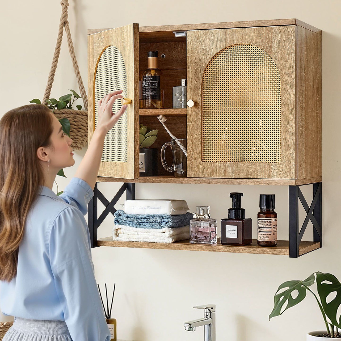 Bathroom Wall Cabinet, with 2 Doors and Adjustable Shelf, Over the Toilet Storage Medicine Cabinet Wall V952-BDMJG2JYJGBSE1Z17001V0
