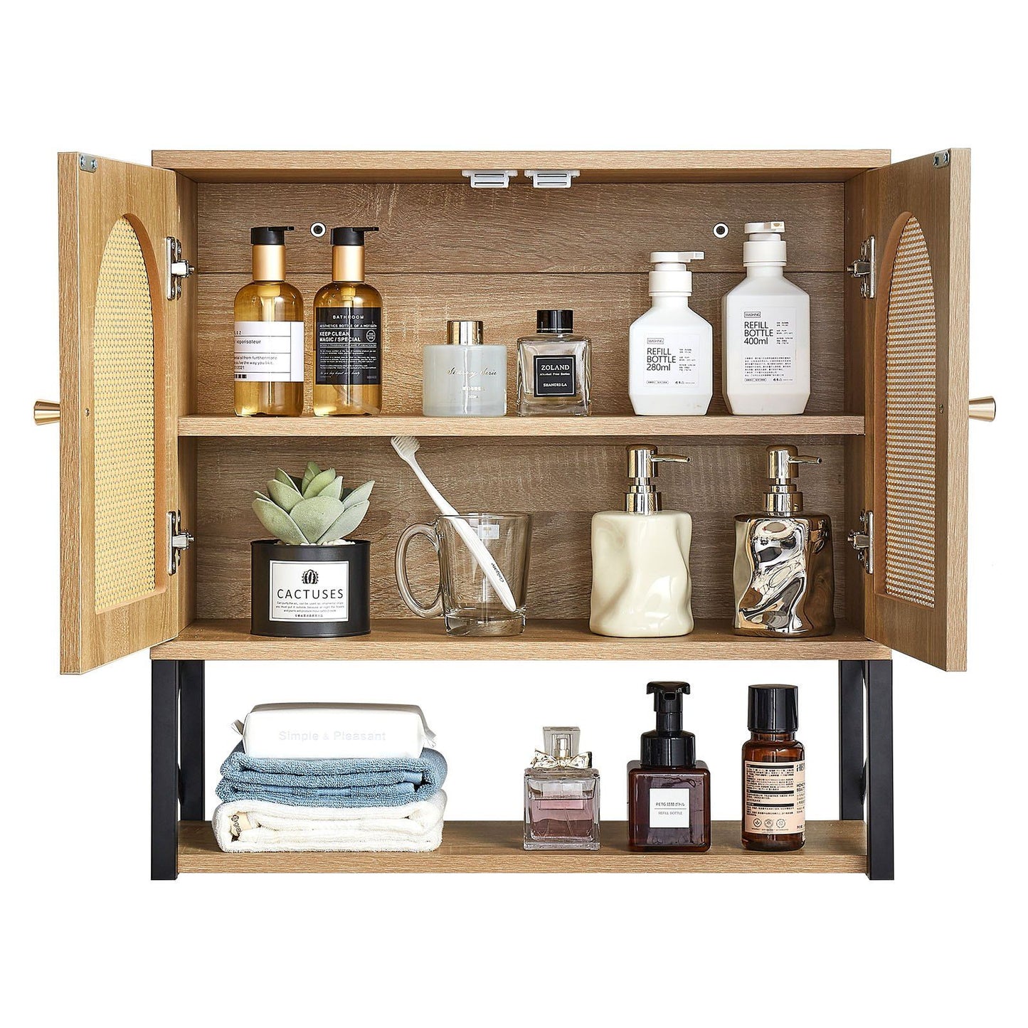 Bathroom Wall Cabinet, with 2 Doors and Adjustable Shelf, Over the Toilet Storage Medicine Cabinet Wall V952-BDMJG2JYJGBSE1Z17001V0