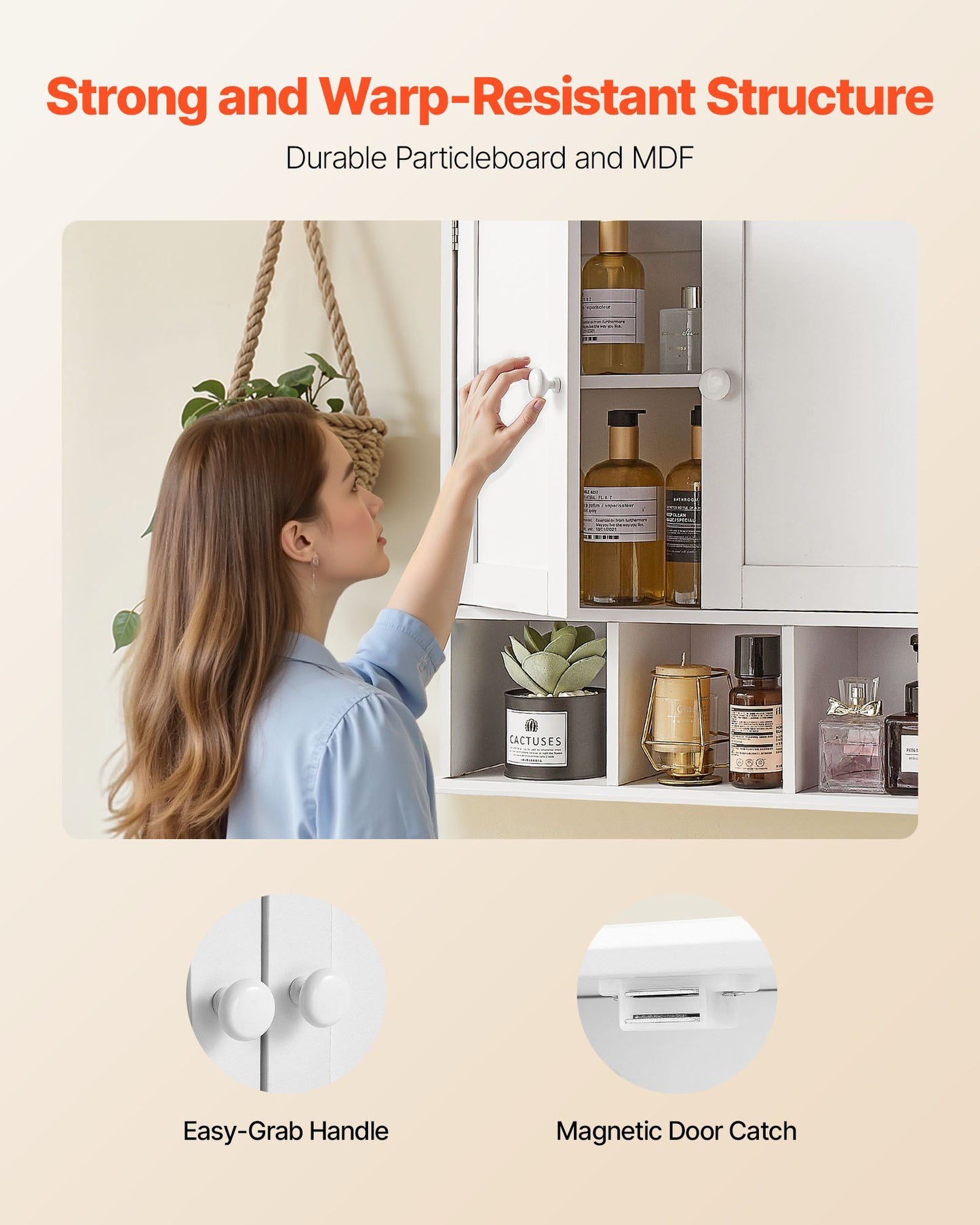 Bathroom Wall Cabinet, 2 Doors & Adjustable Shelf, Over the Toilet Storage Medicine Cabinet Wall Mounted, V952-BDMJG2JYJGBSOYU70001V0
