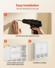 Bathroom Wall Cabinet, 2 Doors & Adjustable Shelf, Over the Toilet Storage Medicine Cabinet Wall Mounted, V952-BDMJG2JYJGBSOYU70001V0