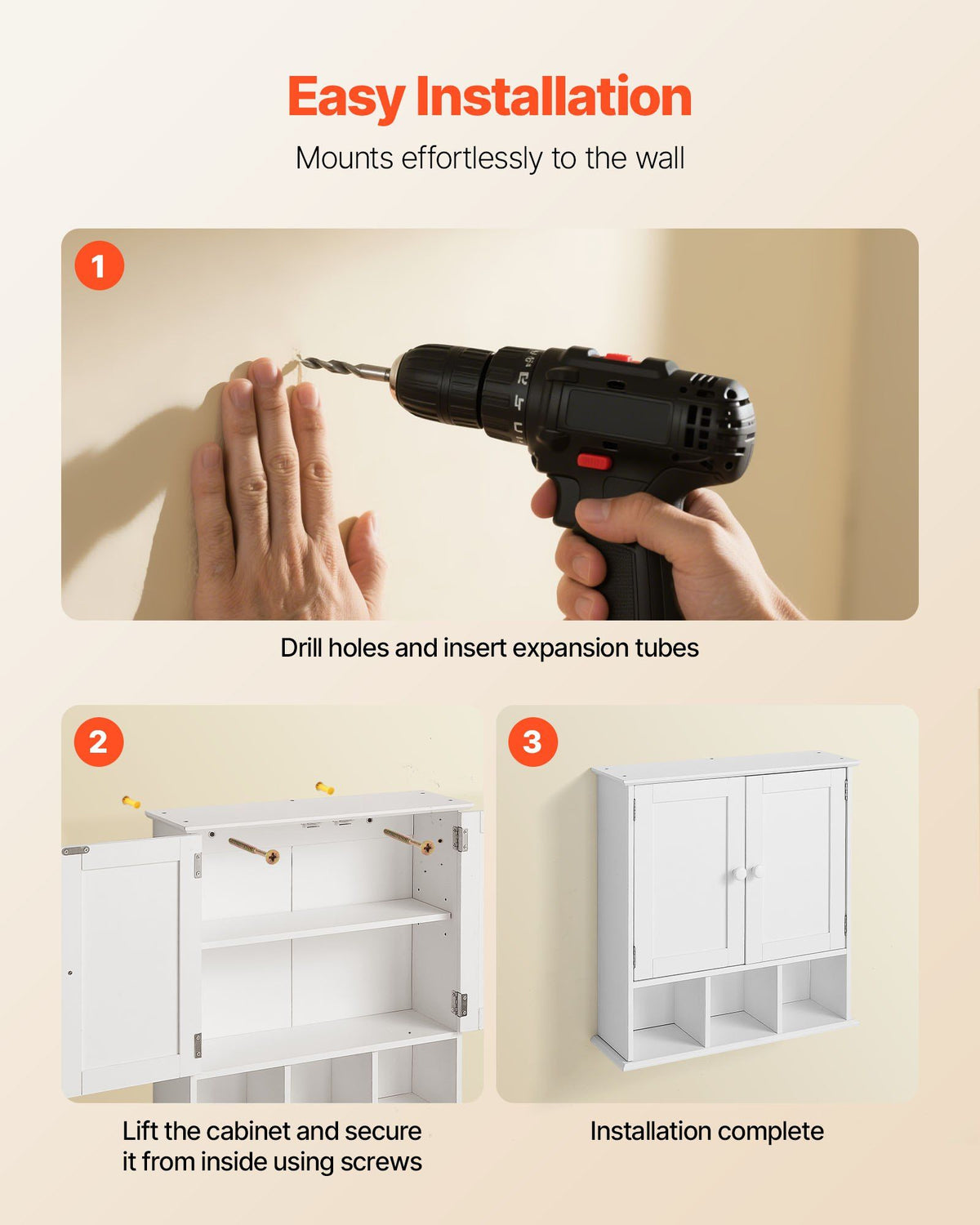Bathroom Wall Cabinet, 2 Doors & Adjustable Shelf, Over the Toilet Storage Medicine Cabinet Wall Mounted, V952-BDMJG2JYJGBSOYU70001V0