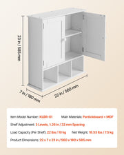 Bathroom Wall Cabinet, 2 Doors & Adjustable Shelf, Over the Toilet Storage Medicine Cabinet Wall Mounted, V952-BDMJG2JYJGBSOYU70001V0
