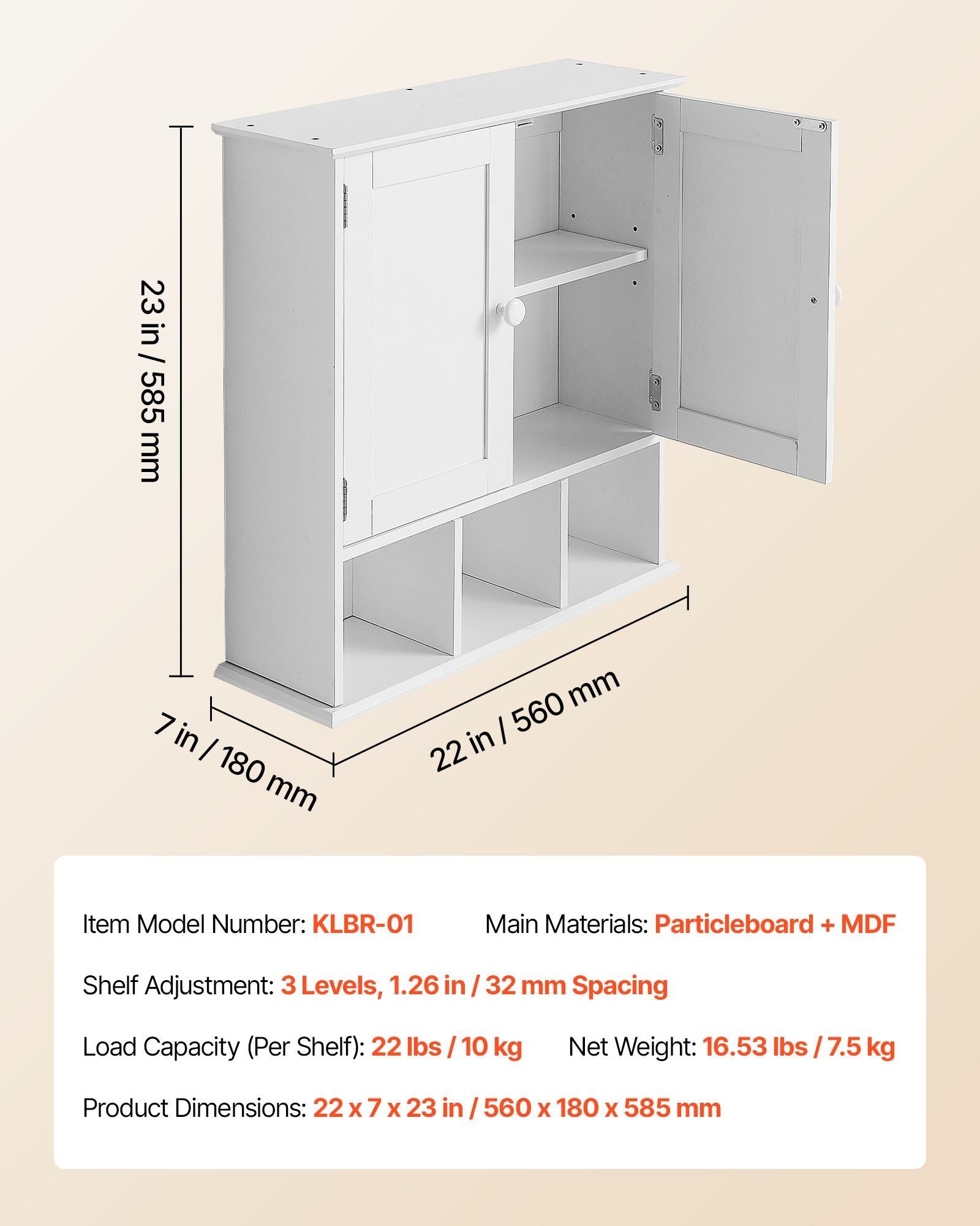 Bathroom Wall Cabinet, 2 Doors & Adjustable Shelf, Over the Toilet Storage Medicine Cabinet Wall Mounted, V952-BDMJG2JYJGBSOYU70001V0