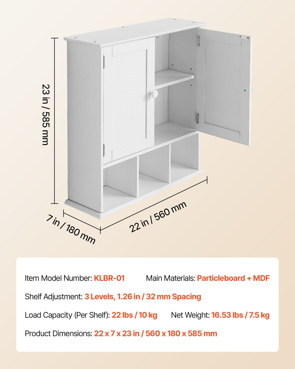 Bathroom Wall Cabinet, 2 Doors & Adjustable Shelf, Over the Toilet Storage Medicine Cabinet Wall Mounted, V952-BDMJG2JYJGBSOYU70001V0