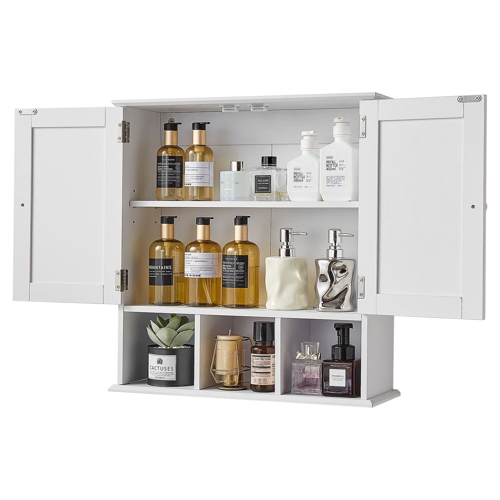 Bathroom Wall Cabinet, 2 Doors & Adjustable Shelf, Over the Toilet Storage Medicine Cabinet Wall Mounted, V952-BDMJG2JYJGBSOYU70001V0