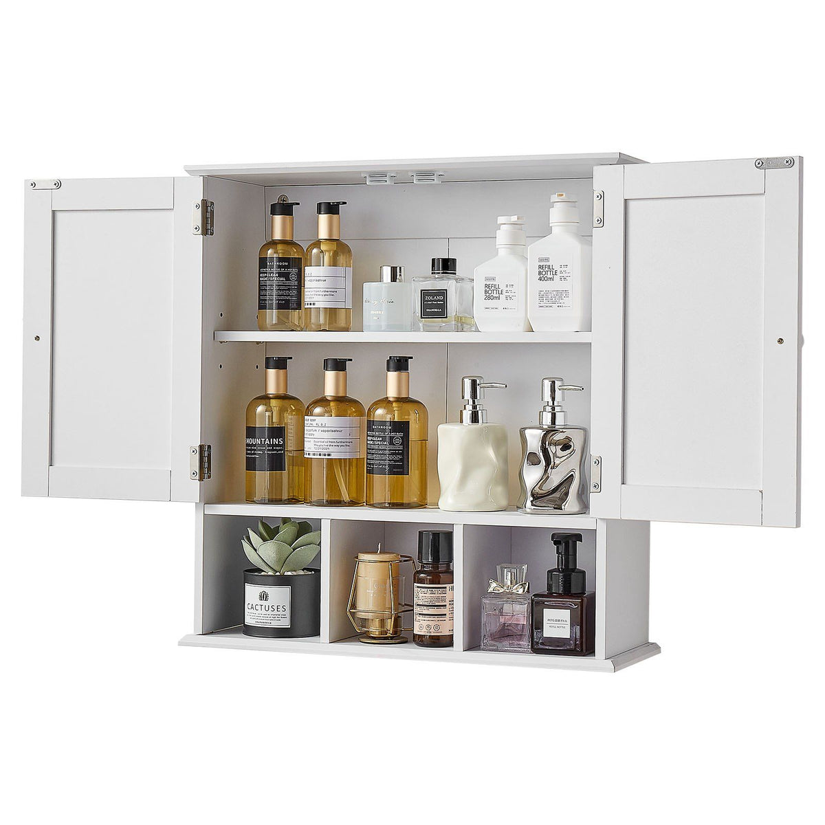 Bathroom Wall Cabinet, 2 Doors & Adjustable Shelf, Over the Toilet Storage Medicine Cabinet Wall Mounted, V952-BDMJG2JYJGBSOYU70001V0