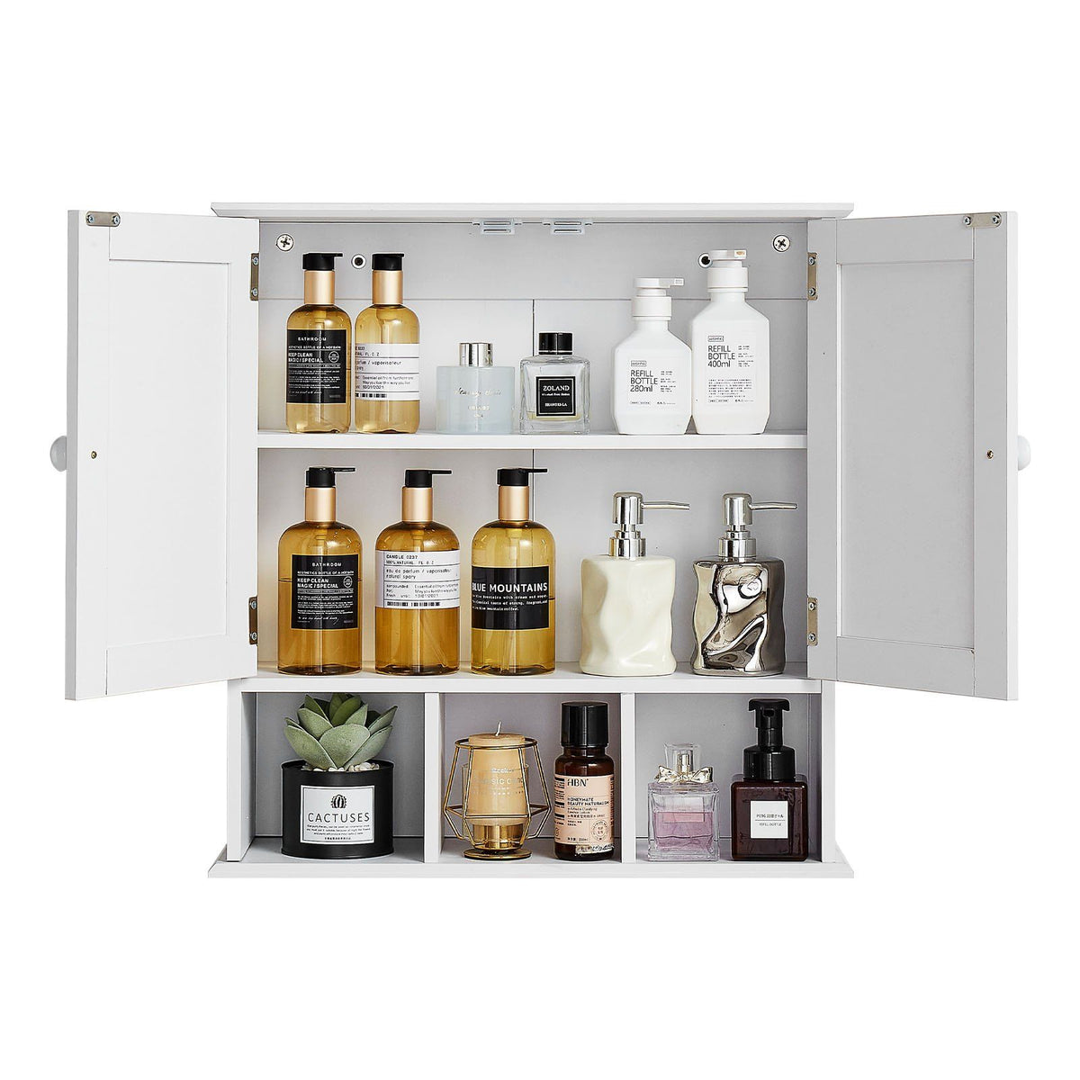 Bathroom Wall Cabinet, 2 Doors & Adjustable Shelf, Over the Toilet Storage Medicine Cabinet Wall Mounted, V952-BDMJG2JYJGBSOYU70001V0