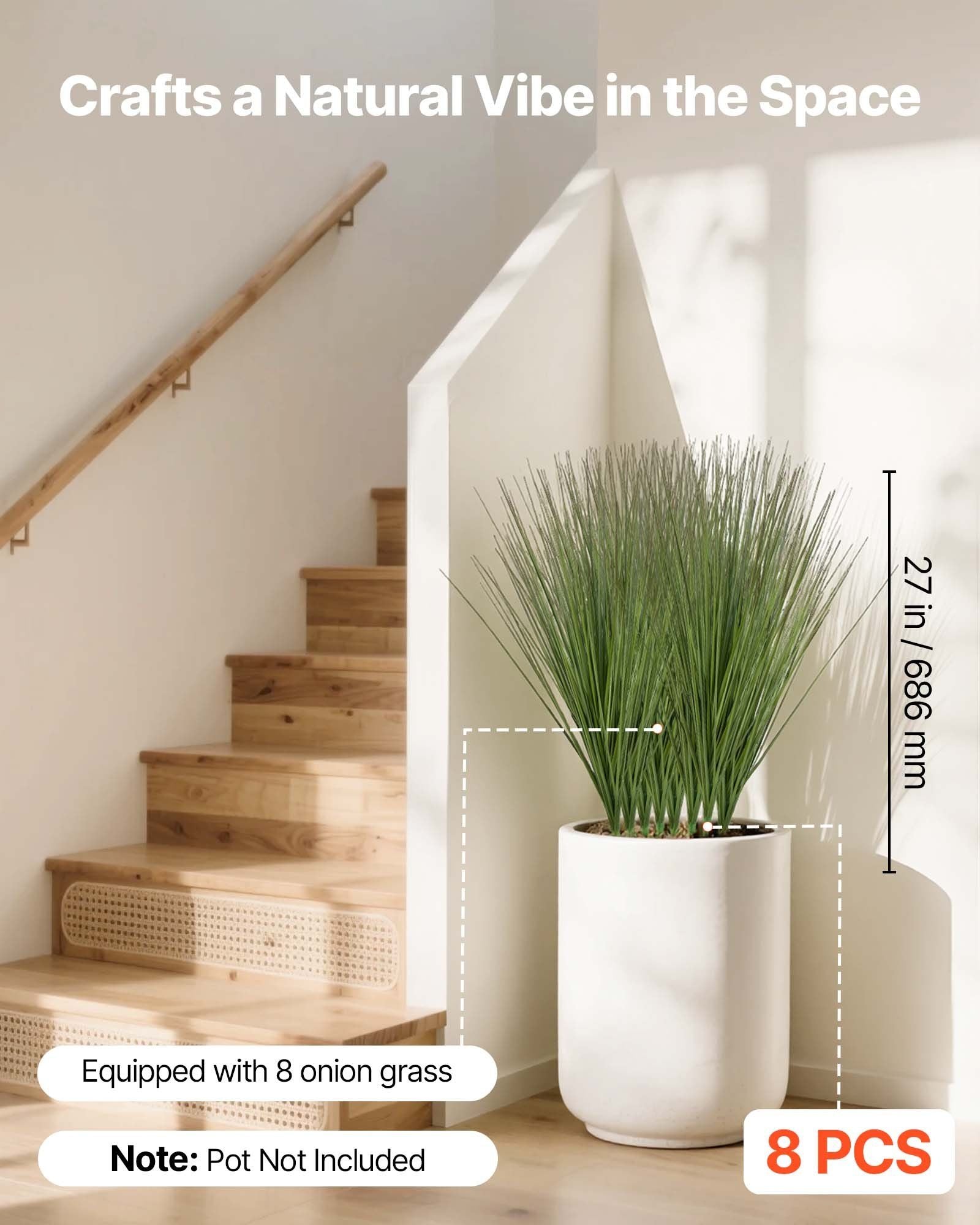 Artificial Grass Plant, 686mm Faux Onion Grass Fake Greenery Shrubs Plant, Premium PVC for Indoor Outdoor V952-BDPYCC27INCHKIB2V001V0