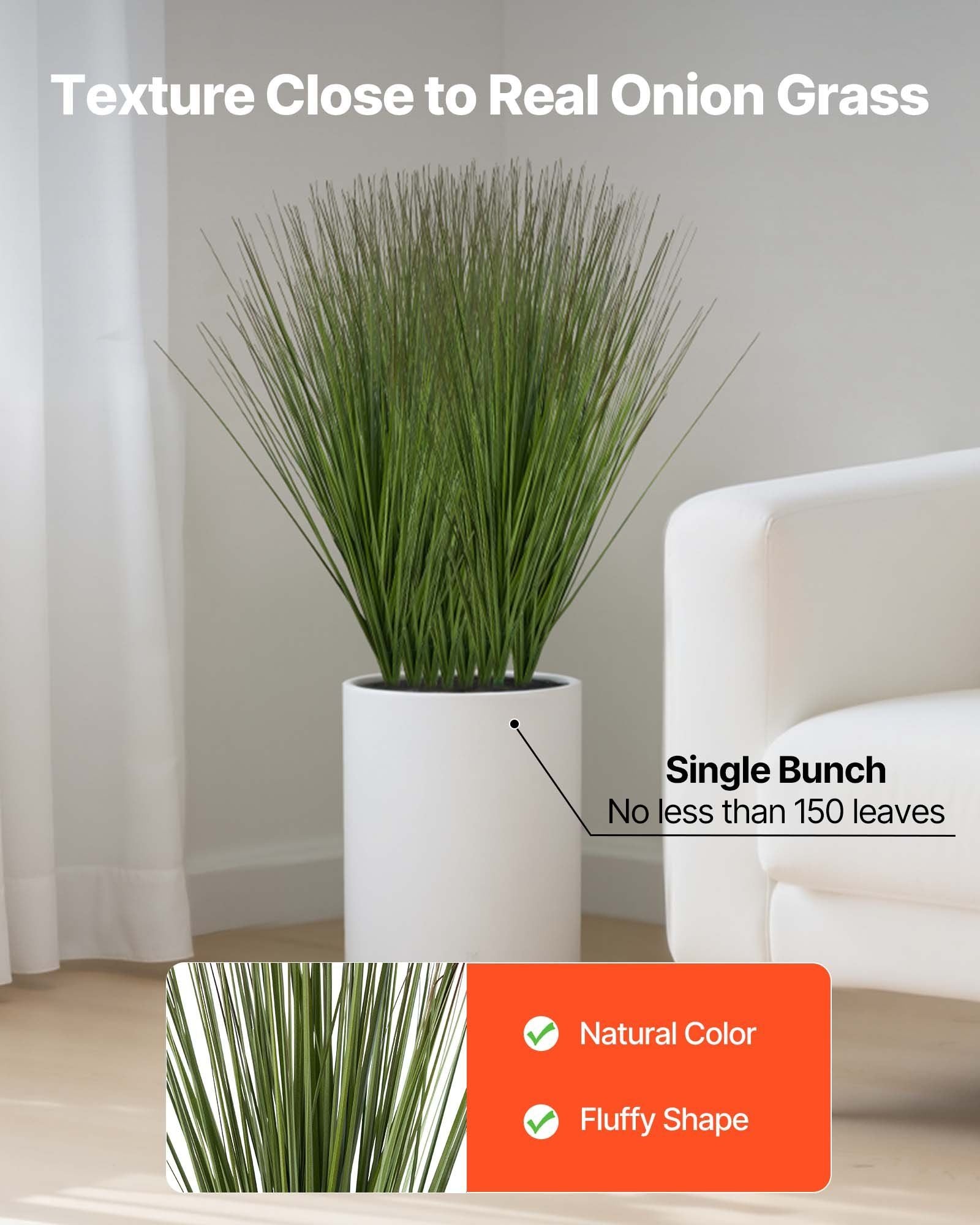 Artificial Grass Plant, 686mm Faux Onion Grass Fake Greenery Shrubs Plant, Premium PVC for Indoor Outdoor V952-BDPYCC27INCHKIB2V001V0